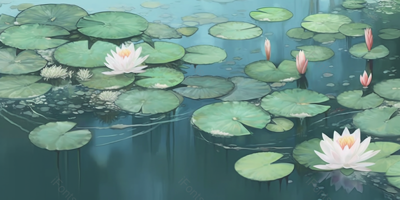 唯美清新荷花绽放在池塘里水彩淡雅插画背景,插画/手绘图,插画/手绘图库,插画/手绘图下载,插画/手绘
